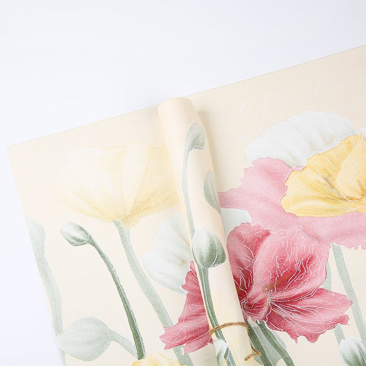 15 Sheets Corn Poppy Floral Wrapping Paper