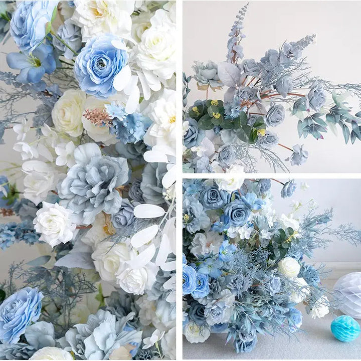 Flower Arch Blue White Set Artificial Florals Backdrop for Wedding Proposal Party Decor