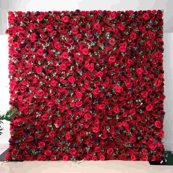 Scarlet Rose Garden Flower Wall
