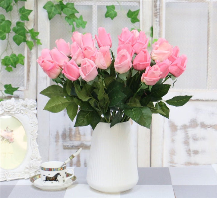 15pcs Artificial Flower Rose Buds Long Stem, perfect as silk flower.