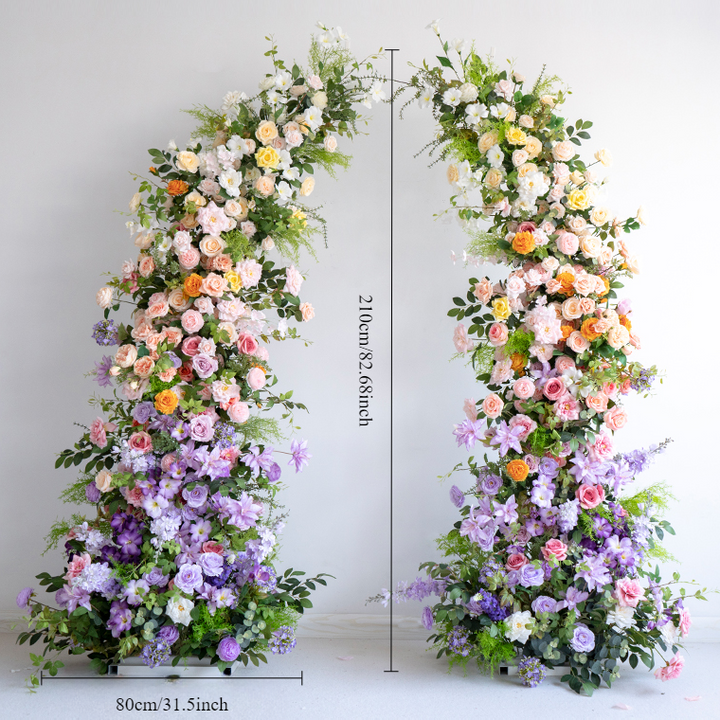 Flower Arch Purple Green Set Artificial Florals Backdrop for Wedding Proposal Party Decor