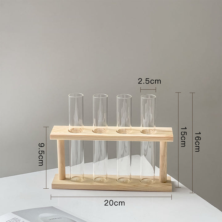 Test Tube Vase with Wooden Stand