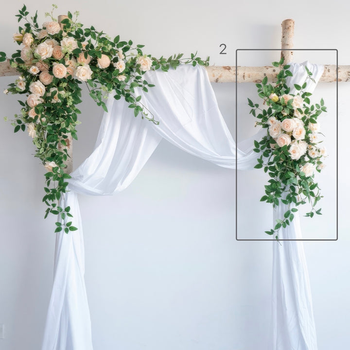 Soft Peach & Blush Wedding Arch Decor With Silk Roses & Drape