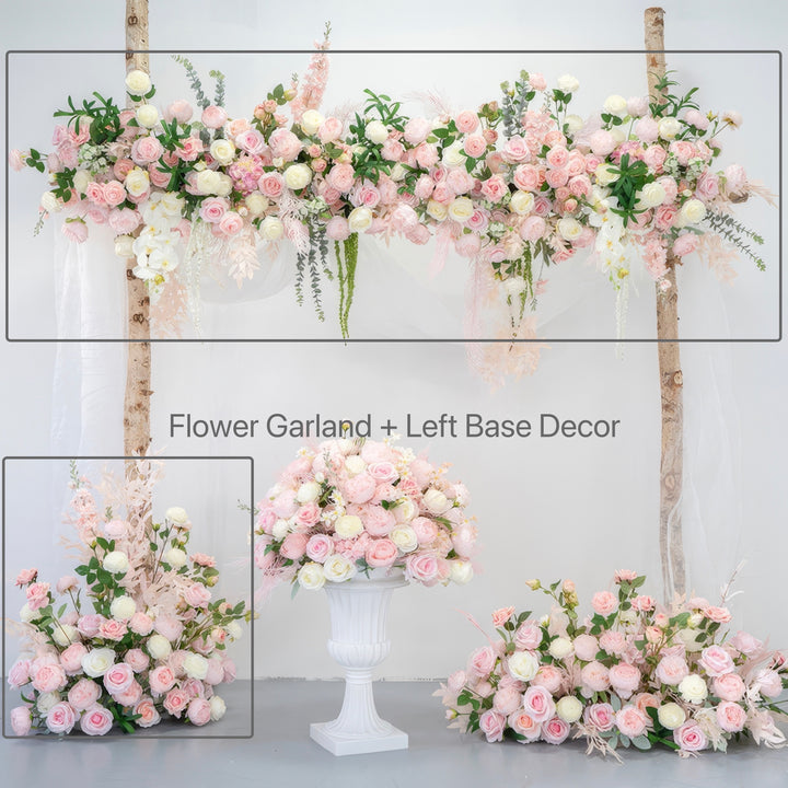 Hanging Arch Flower Decor For Wedding In Soft Pastel Pink