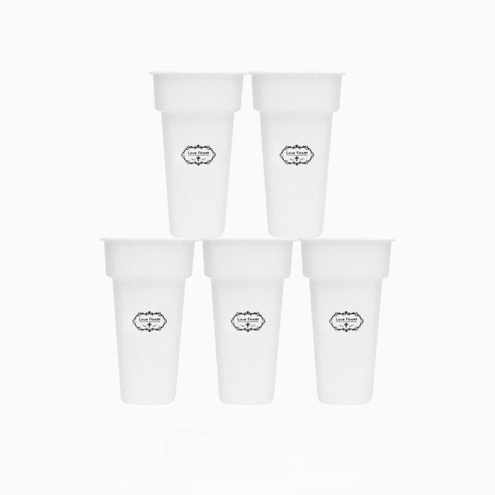 White Black Plastic Flower Buckets Pack 5