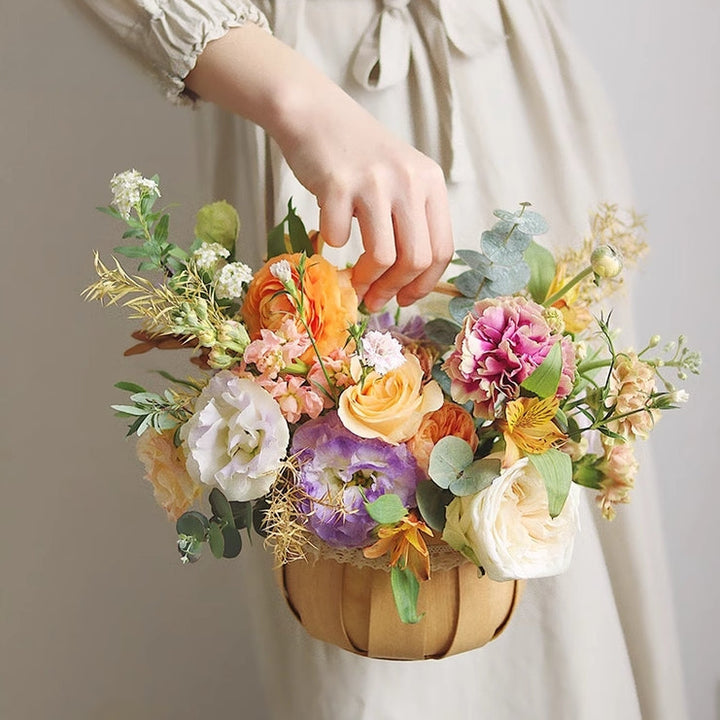 Wooden Round Basket with Plastic Liner