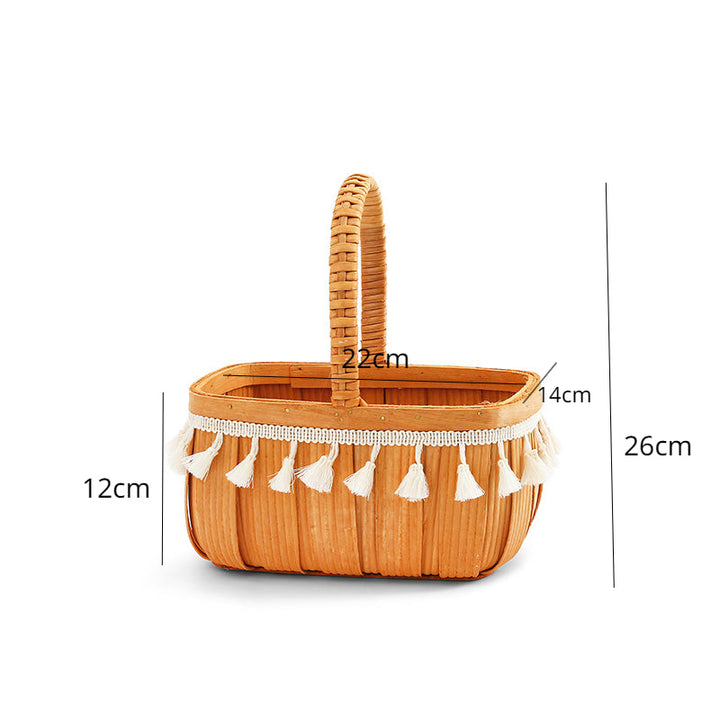 Rattan Flower Basket with Tassels