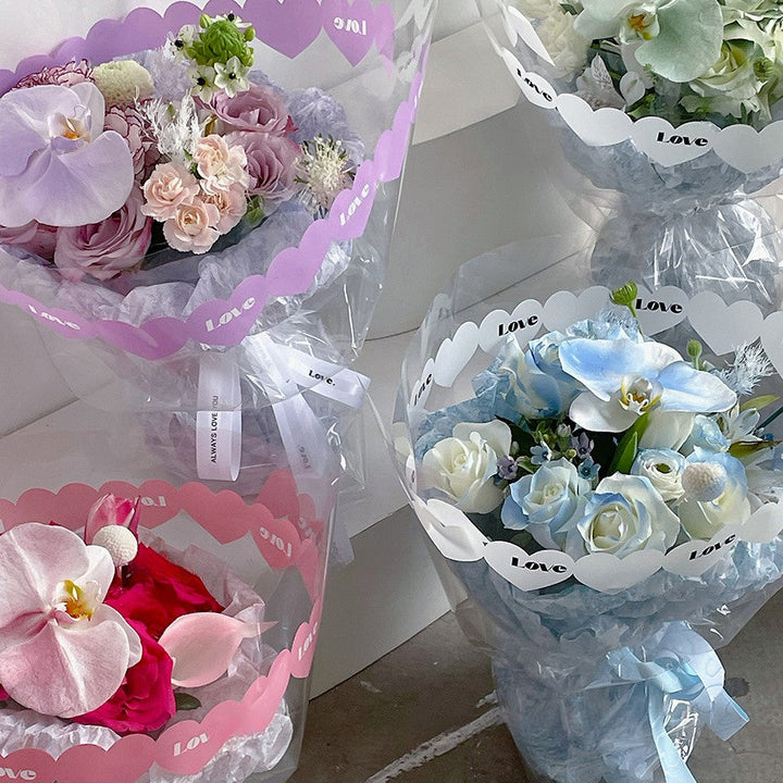 LOVE Cellophane Wrap for Valentine's Day Pack 20 (58x58cm) is a delightful addition to your valentine's day bouquets collection.