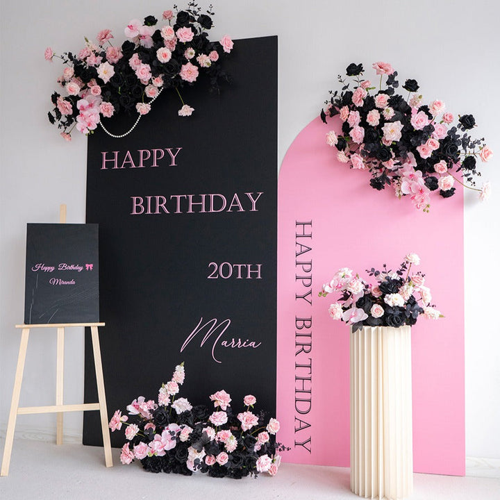 Pink Black Hanging Flower Set for Wedding Party Decor Proposal