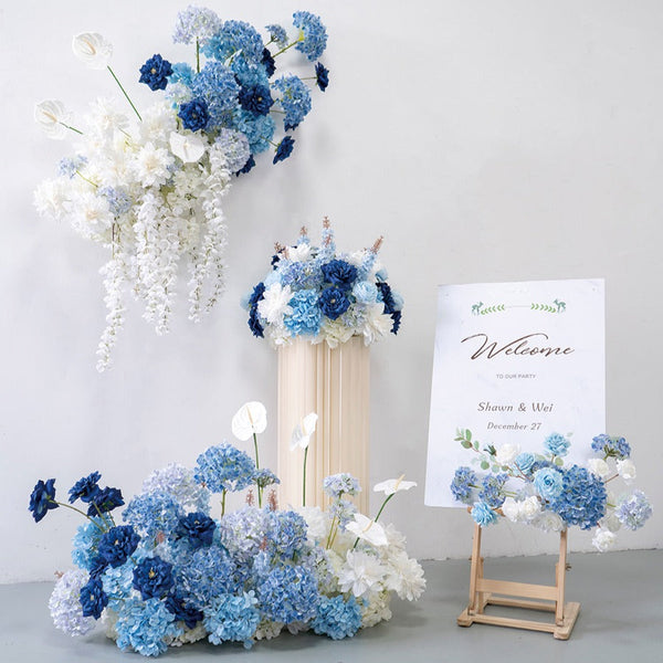 Blue Hanging Flower Set for Wedding Party Decor Proposal