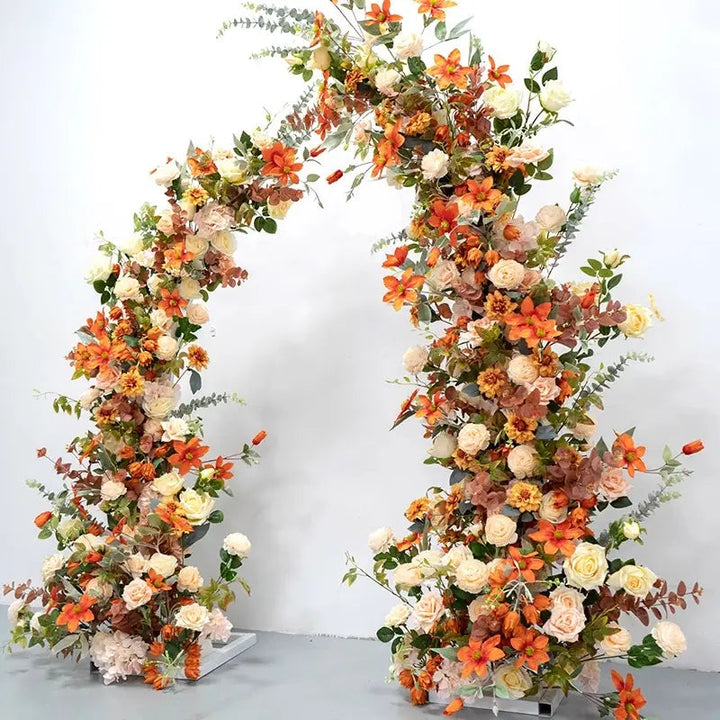 Flower Arch Orange Set Artificial Florals Backdrop for Wedding Proposal Party Decor