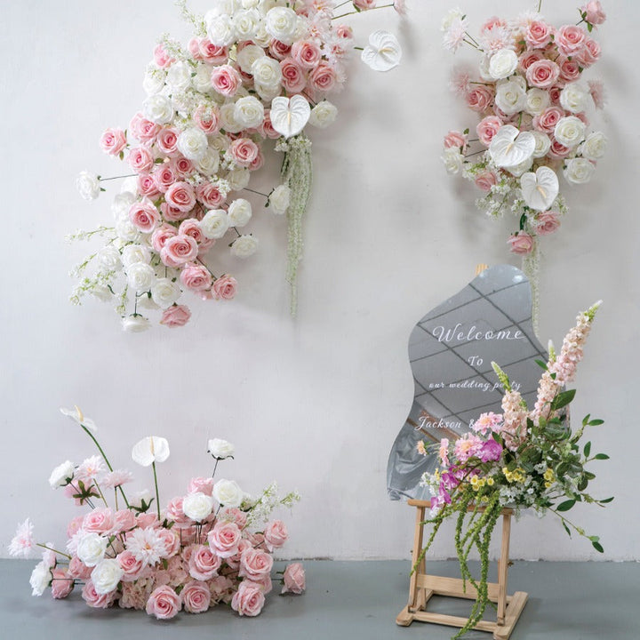 White Pink Hanging Flower Set for Wedding Party Decor Proposal