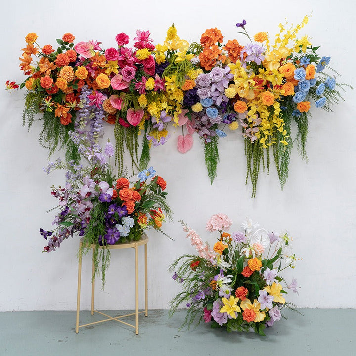 Colorful Hanging Flower Set for Wedding Party Decor Proposal