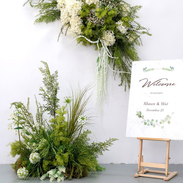 White Green Hanging Flower Set for Wedding Party Decor Proposal