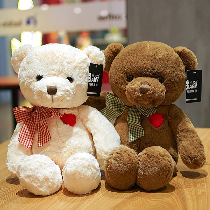 Plush Teddy Bear with Plaid Bow 35cm is a delightful addition to your valentine's day bouquets collection.