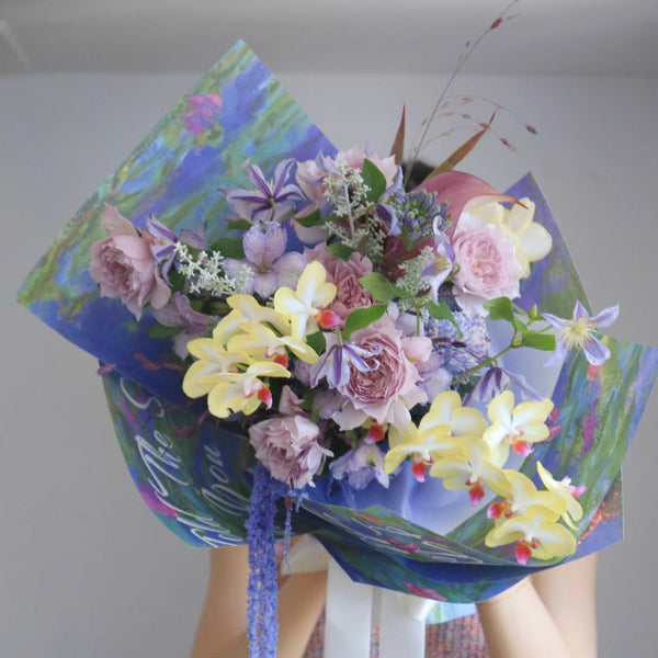 Oil Painting Theme Flower Wrap Paper Pack 10 (38x58cm)