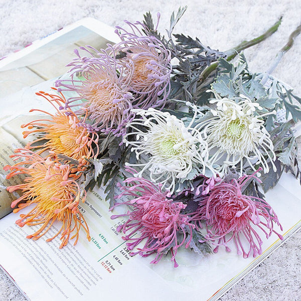 2 Head Frosted Artificial Chrysanthemum, perfect as silk flower.