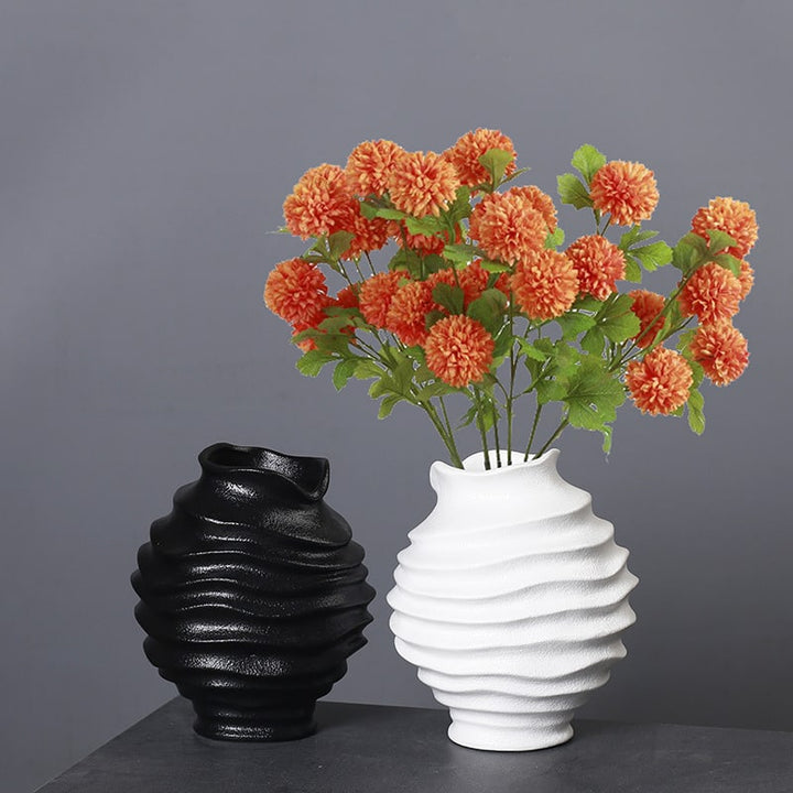 Black geometric ceramic vase for modern decor
