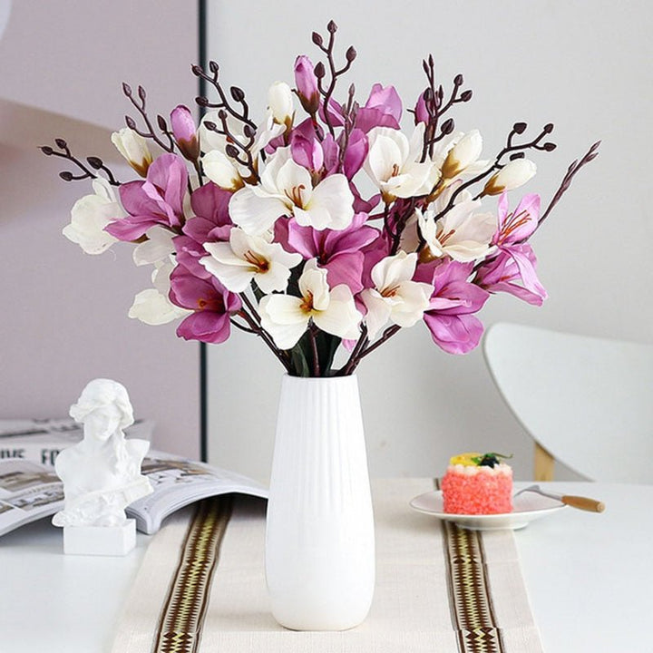 20 Heads Artificial Silk Flower Magnolia Bouquet, perfect as florist fake flowers.