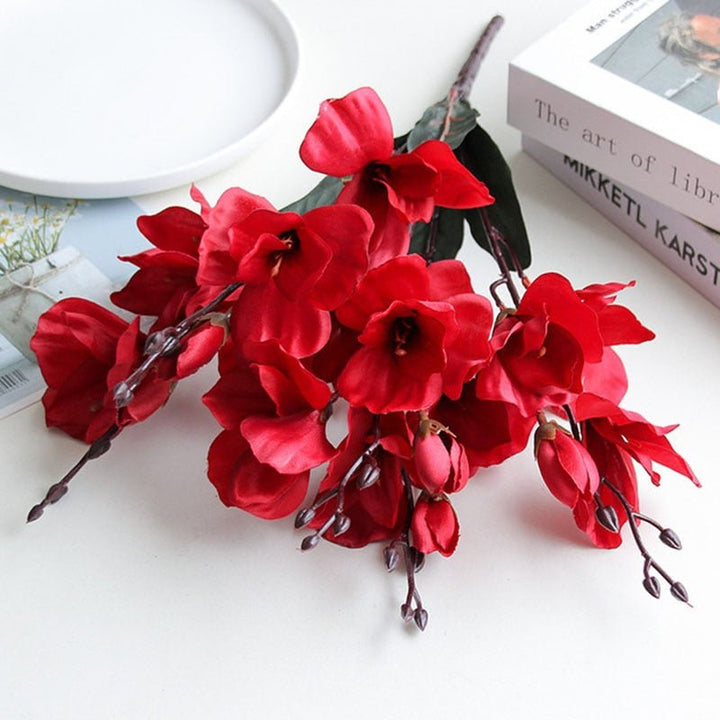 20 Heads Artificial Silk Flower Magnolia Bouquet, perfect as faux flowers.
