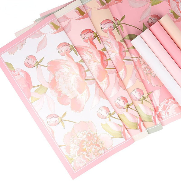 20 Sheets Pink Floral Wrapping Paper for Flowers