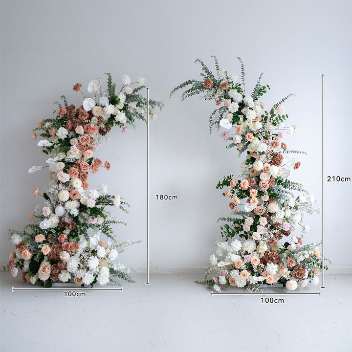 Flower Arch Coffee White Set Artificial Florals Backdrop for Wedding Proposal Party Decor