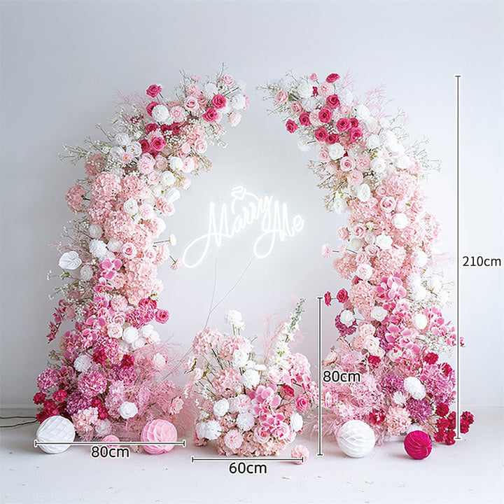 Flower Arch Pink Set Artificial Florals Backdrop for Wedding Proposal Party Decor