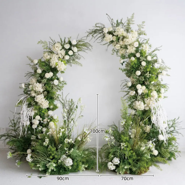 Flower Arch Green White Set Artificial Florals Backdrop for Wedding Proposal Party Decor