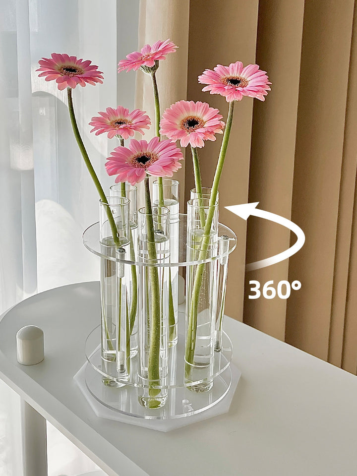 Rotating Clear Glass Test Tube Vase