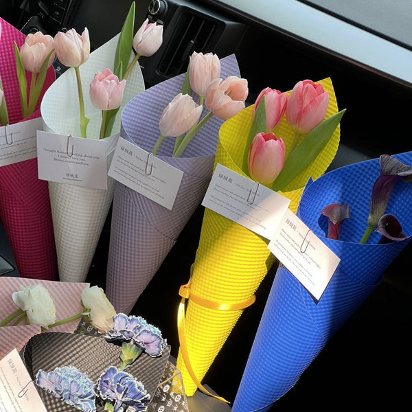 20Pcs Dotted Texture Art Paper Bouquet Packaging Waterproof Paper Sheets
