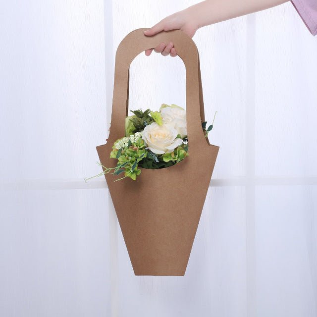 20Pcs Kraft Paper Flower Bouquets Bags with Handle