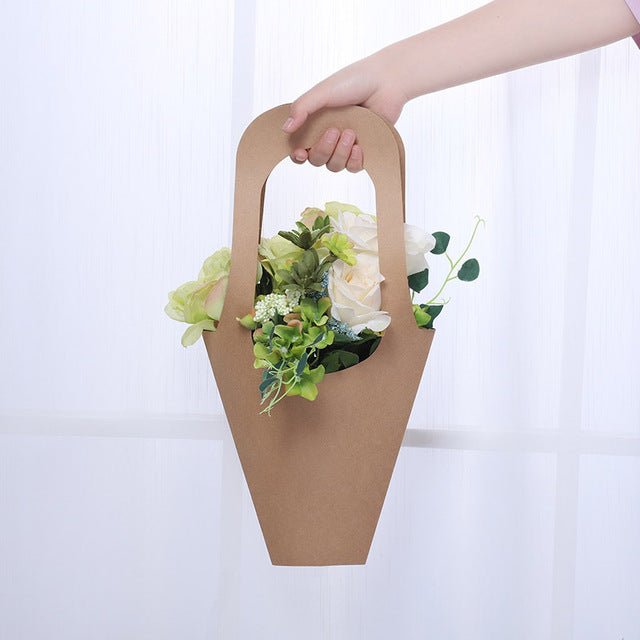 20Pcs Kraft Paper Flower Bouquets Bags with Handle