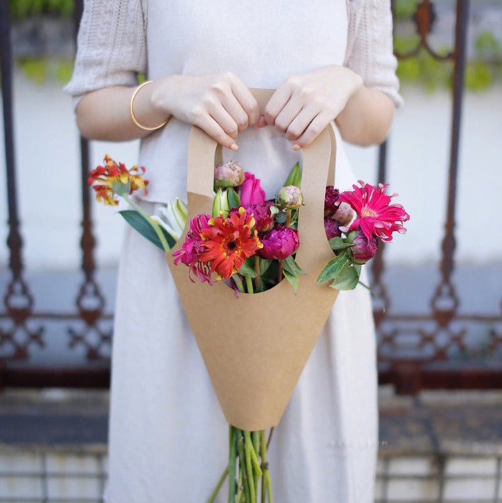 20Pcs Kraft Paper Flower Bouquets Bags with Handle