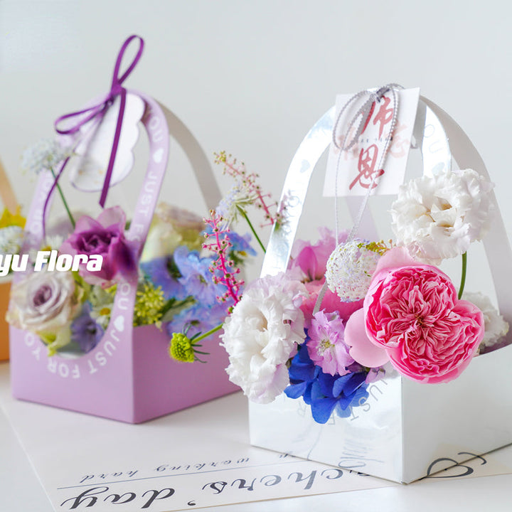 Set of 6 Flower Arrangement Flower Gift Box with Handle