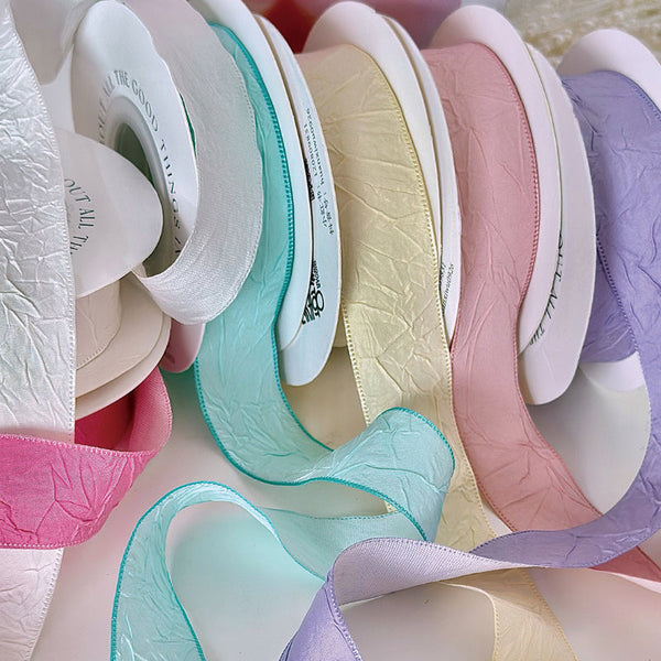 Solid Color Wrinkled Florist Ribbon (25mmx10Yd)