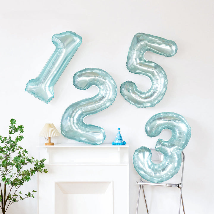 40 Inch Light Blue Crystal Number Balloon