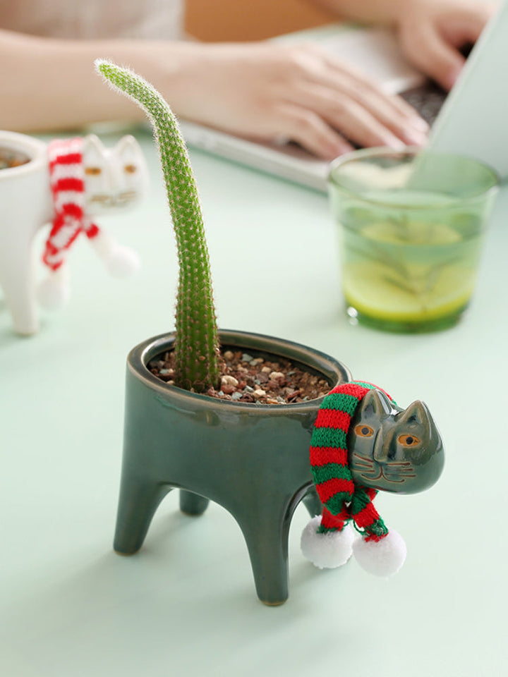 Cute Cat Ceramic Cactus Succulent Pot