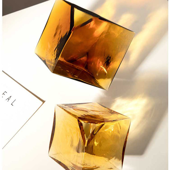 Brown Glass Cubed Art Vase