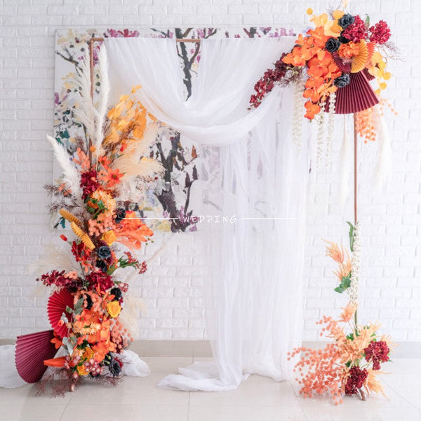 Champagne Orange Arch Flower Stand Frames for Wedding Party Decor