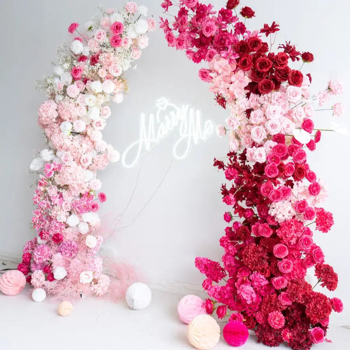 Flower Arch Rose Red Set Artificial Florals Backdrop for Wedding Proposal Party Decor