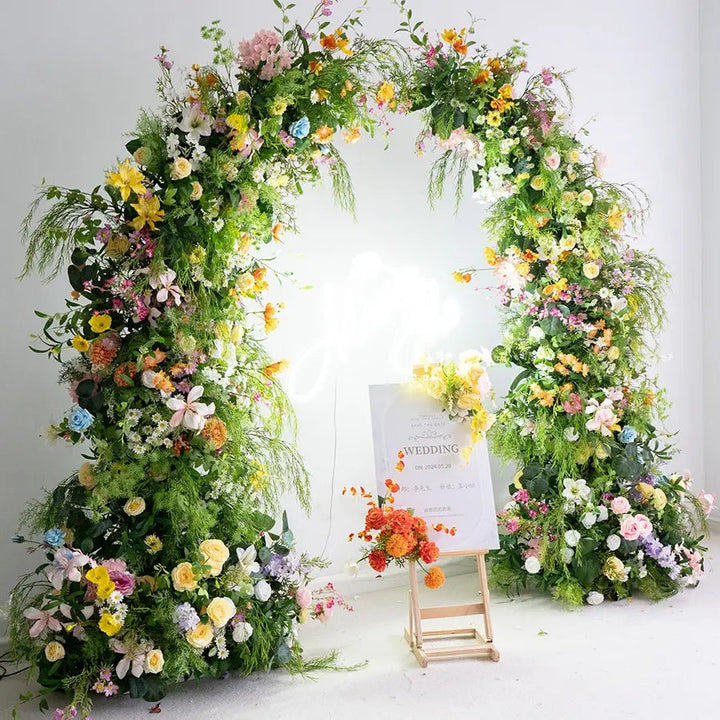 Flower Arch Green Garden Set Artificial Florals Backdrop for Wedding Proposal Party Decor