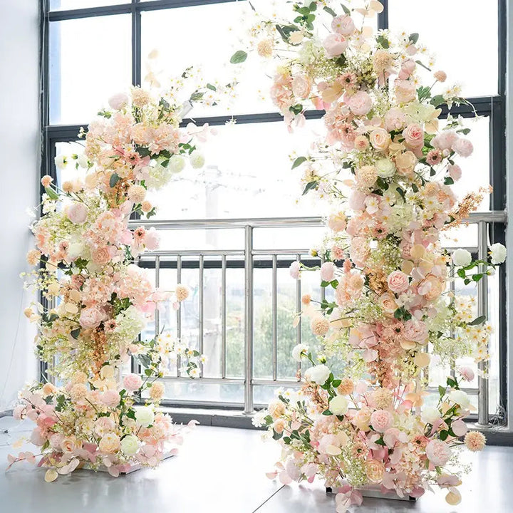 Flower Arch Pink Green Set Artificial Florals Backdrop for Wedding Proposal Party Decor