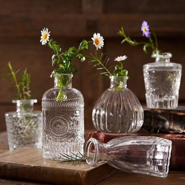 Set of 10 Clear Mini Glass Bud Vases