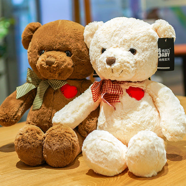 Plush Teddy Bear with Plaid Bow 35cm is a delightful addition to your valentine's day flowers collection.