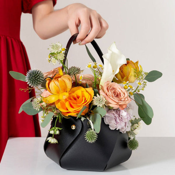 PU Leather Flower Basket Flower Arrangement Container