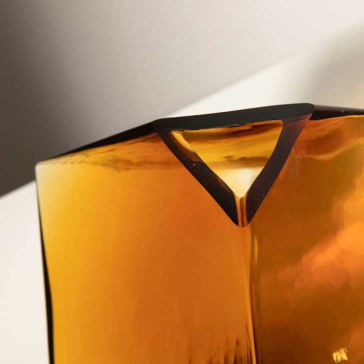 Brown Glass Cubed Art Vase