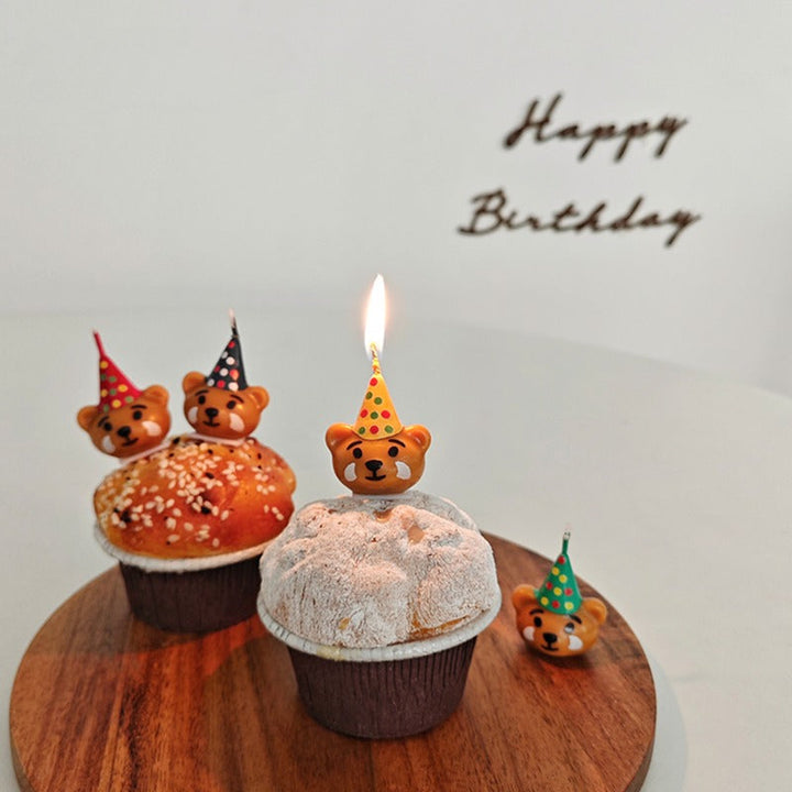 Bear with Hats Cute Birthday Candles Cake Decor