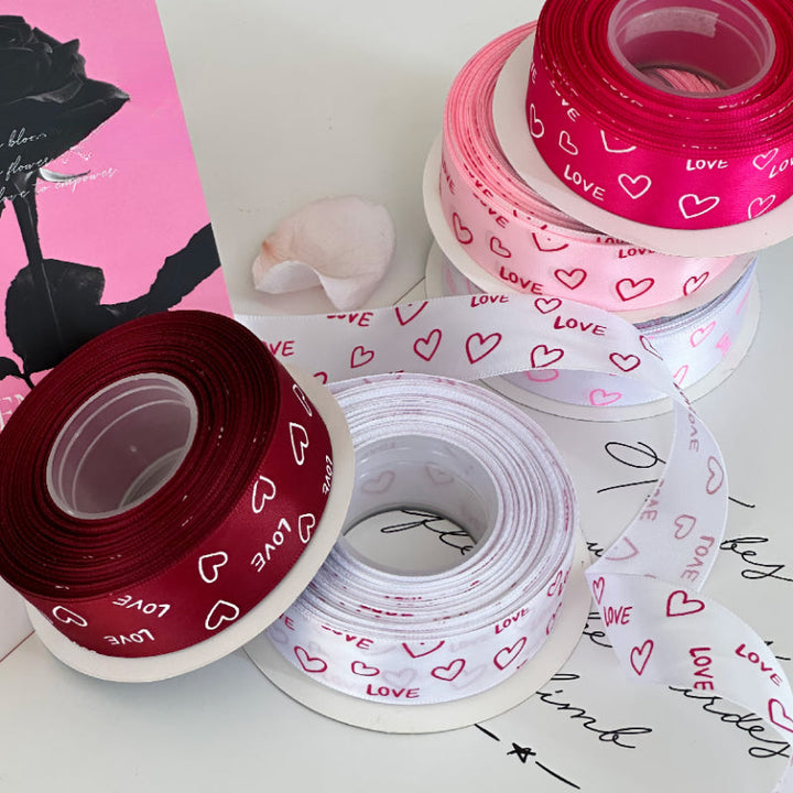 LOVE Heart Satin Ribbon(25mmx20Yd) is a delightful addition to your valentine's day flowers collection.