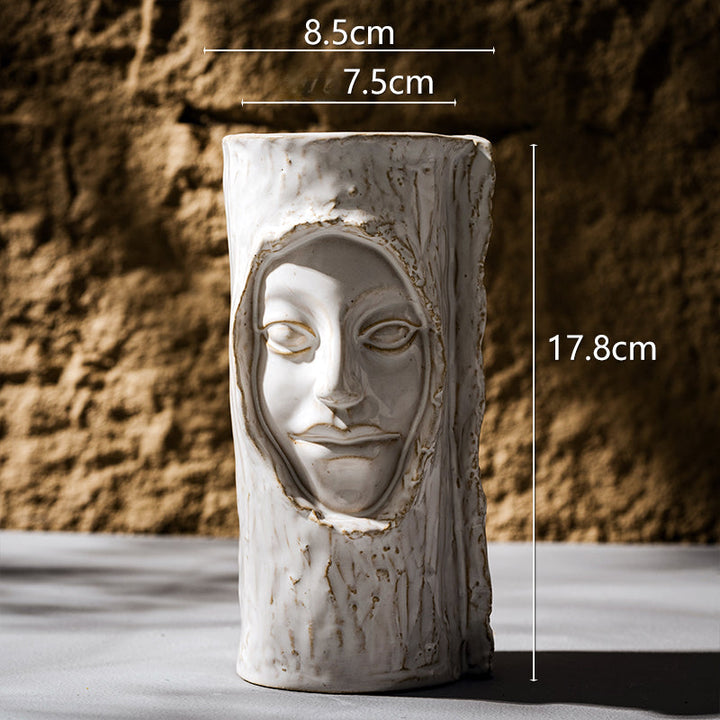 Modern Artistic White Ceramic Face Vase