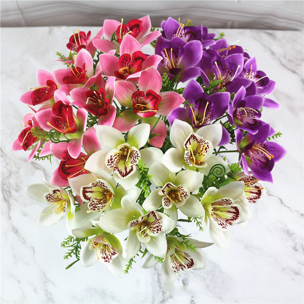 Artificial Orchid Flower Bouquet 10 Stems, perfect as faux flowers.